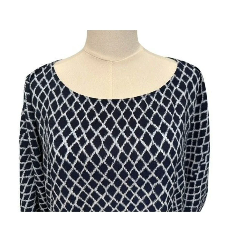 Michael Kors Womens Top Size 1X Blue Short Sleeve Tie Knot Hemline Round Neck